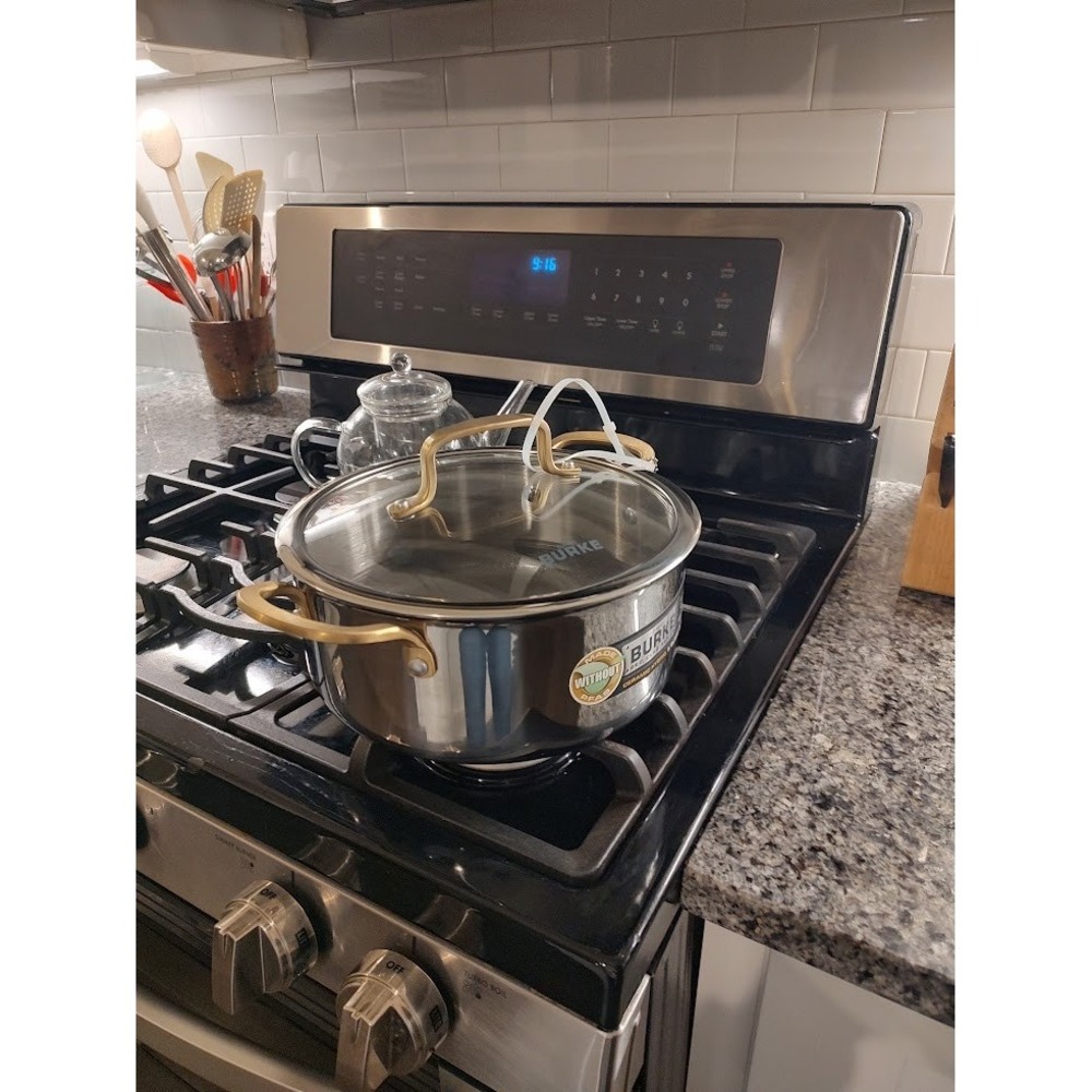 David Burke Dutch Oven 5 Quart Geo Clad Series Tri-Ply Stainless Steel Cookware